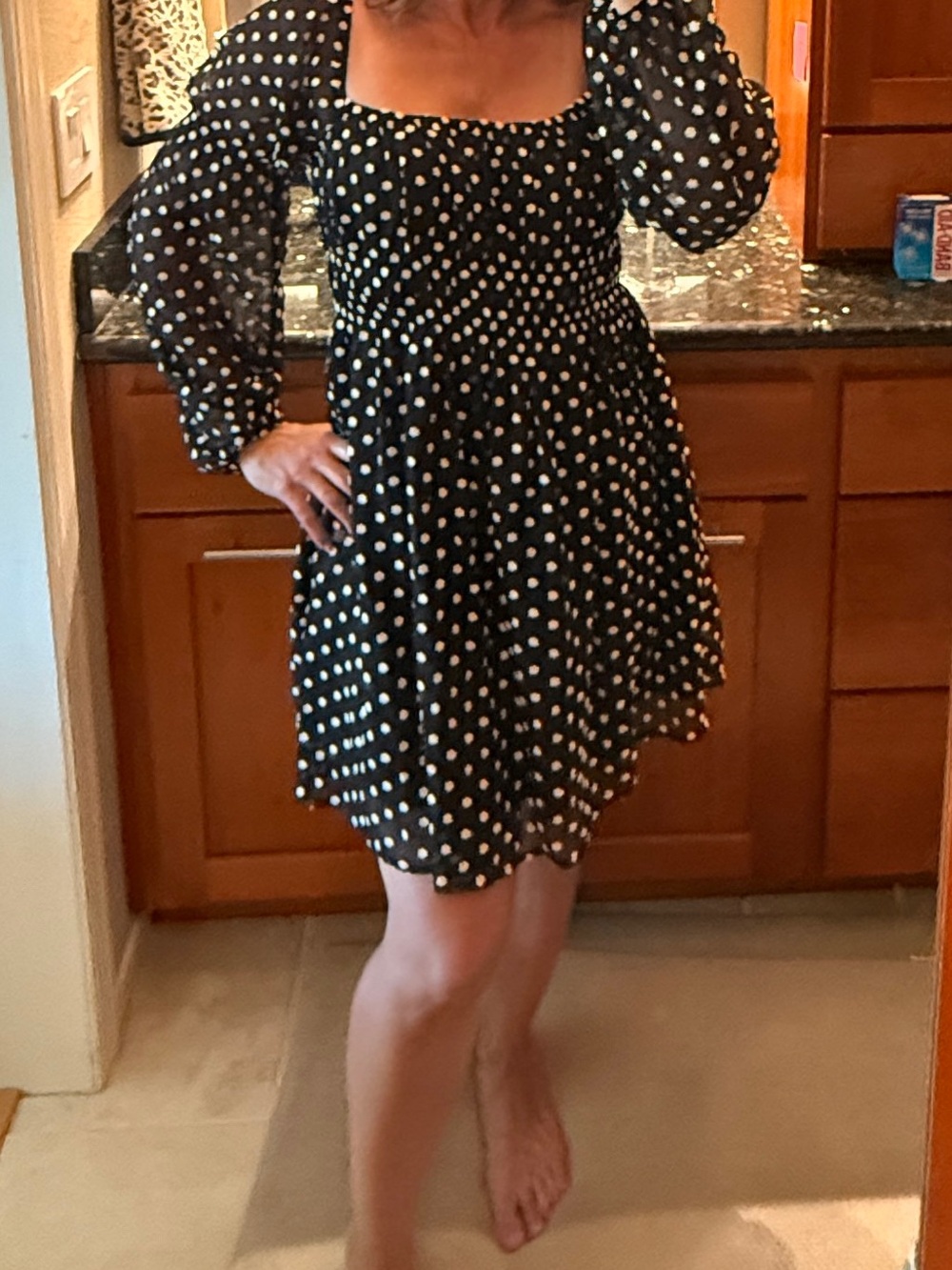 Black & White Babydoll Dress with Flowers